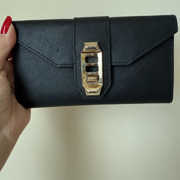 Rebecca Minkoff Black Wallet with Gold Accent - Picture 1 of 10